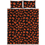 Orange Maple Leaves Pattern Print Quilt Bed Set