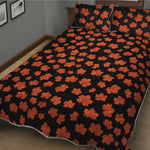 Orange Maple Leaves Pattern Print Quilt Bed Set