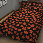 Orange Maple Leaves Pattern Print Quilt Bed Set