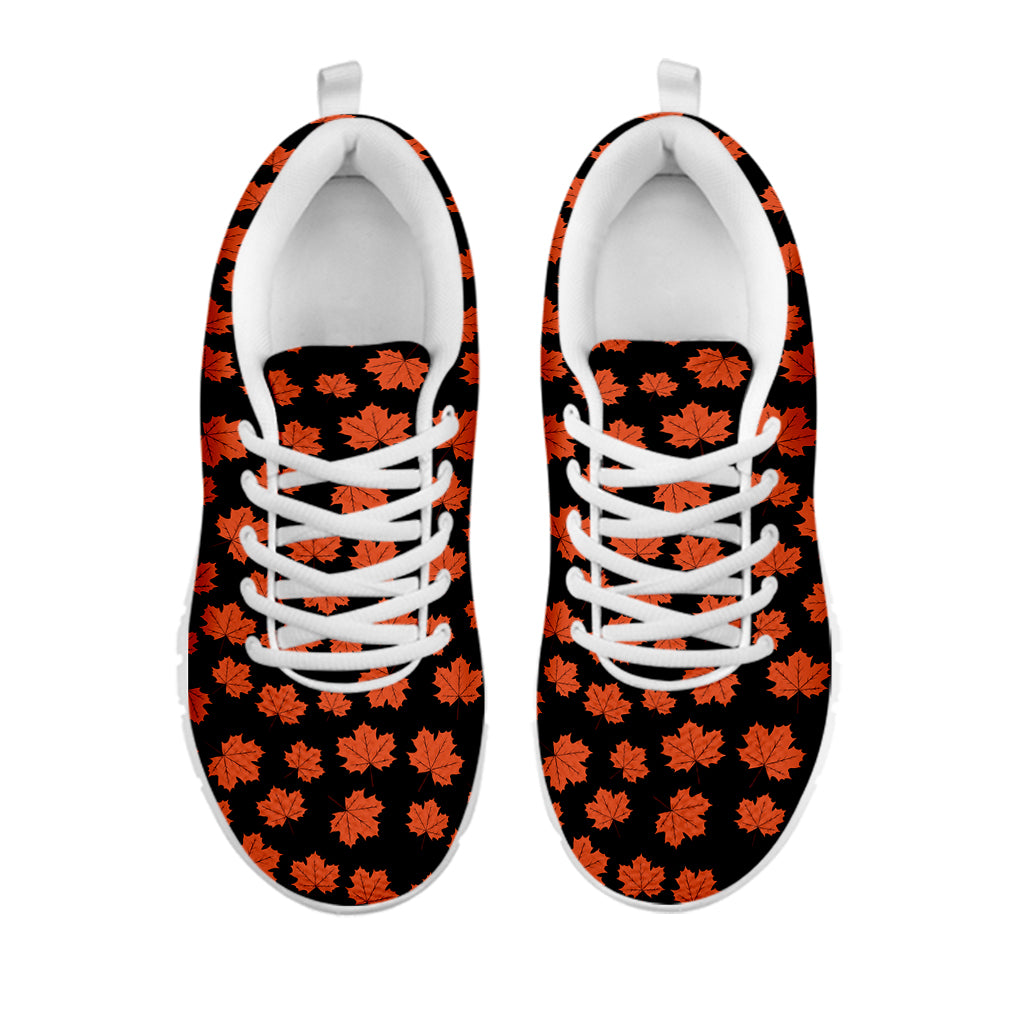 Orange Maple Leaves Pattern Print White Sneakers