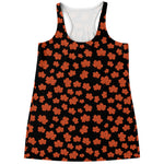 Orange Maple Leaves Pattern Print Women's Racerback Tank Top