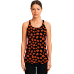 Orange Maple Leaves Pattern Print Women's Racerback Tank Top