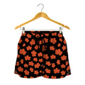 Orange Maple Leaves Pattern Print Women's Shorts