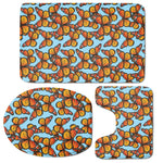 Orange Monarch Butterflies Pattern Print 3 Piece Bath Mat Set
