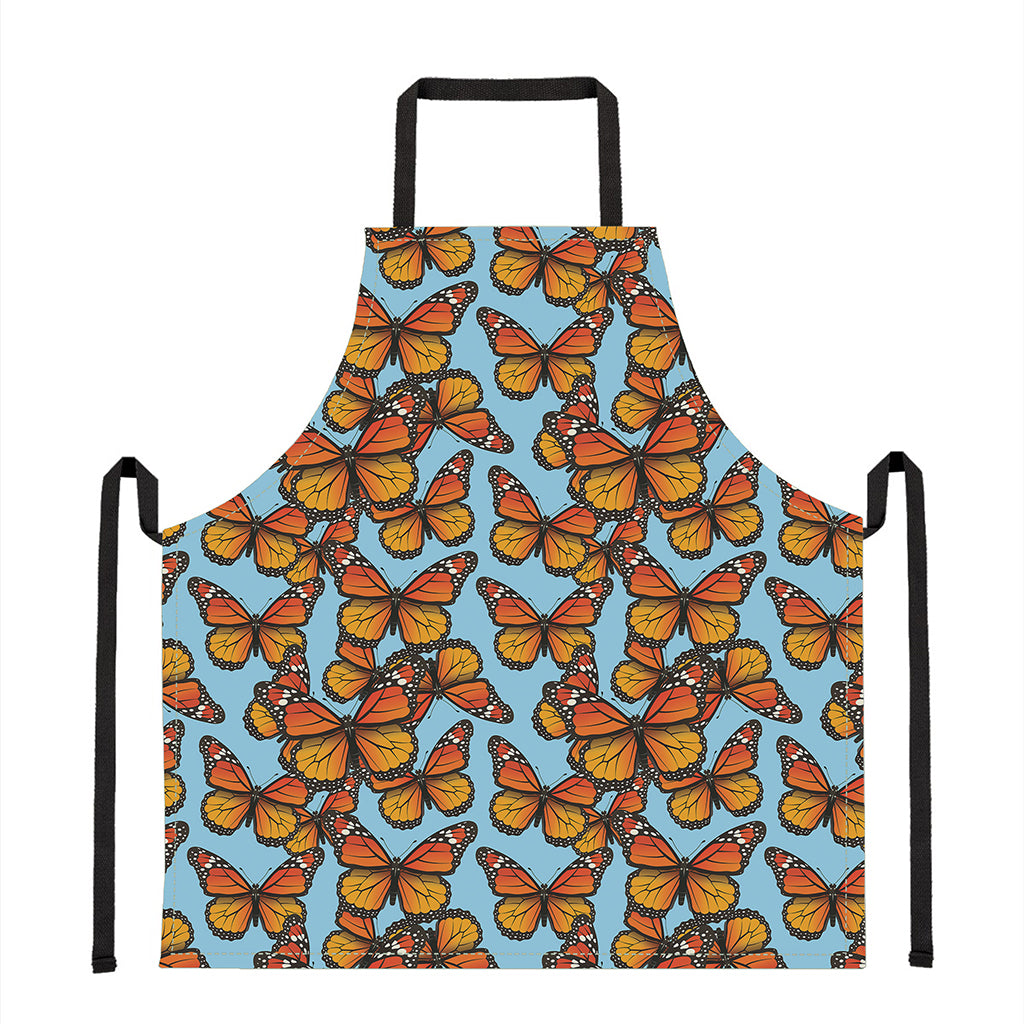 Orange Monarch Butterflies Pattern Print Apron