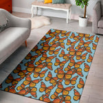 Orange Monarch Butterflies Pattern Print Area Rug