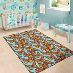 Orange Monarch Butterflies Pattern Print Area Rug