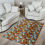 Orange Monarch Butterflies Pattern Print Area Rug