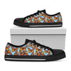 Orange Monarch Butterflies Pattern Print Black Low Top Shoes