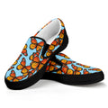 Orange Monarch Butterflies Pattern Print Black Slip On Sneakers
