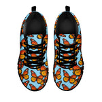 Orange Monarch Butterflies Pattern Print Black Sneakers