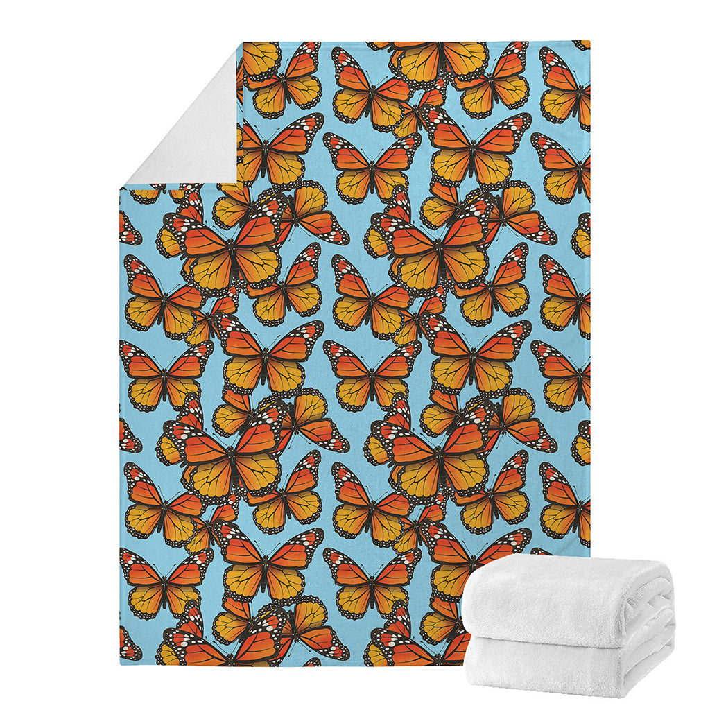Orange Monarch Butterflies Pattern Print Blanket
