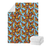 Orange Monarch Butterflies Pattern Print Blanket