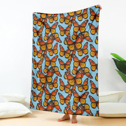 Orange Monarch Butterflies Pattern Print Blanket