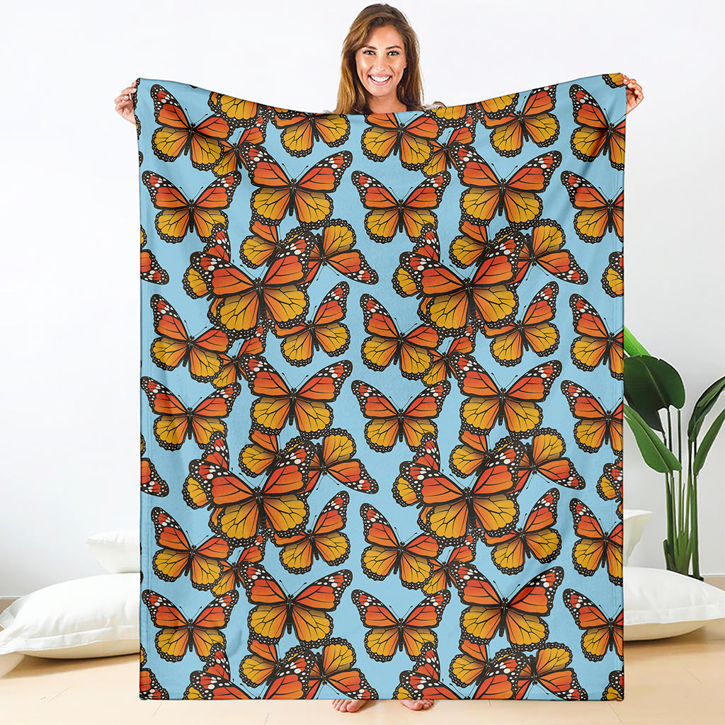 Orange Monarch Butterflies Pattern Print Blanket