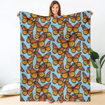 Orange Monarch Butterflies Pattern Print Blanket
