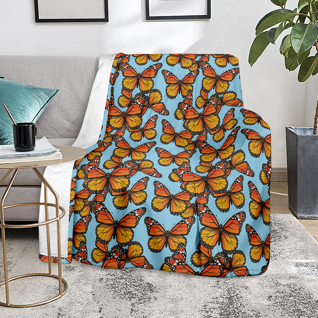 Orange Monarch Butterflies Pattern Print Blanket
