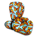 Orange Monarch Butterflies Pattern Print Boxing Gloves