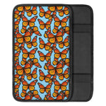 Orange Monarch Butterflies Pattern Print Car Center Console Cover