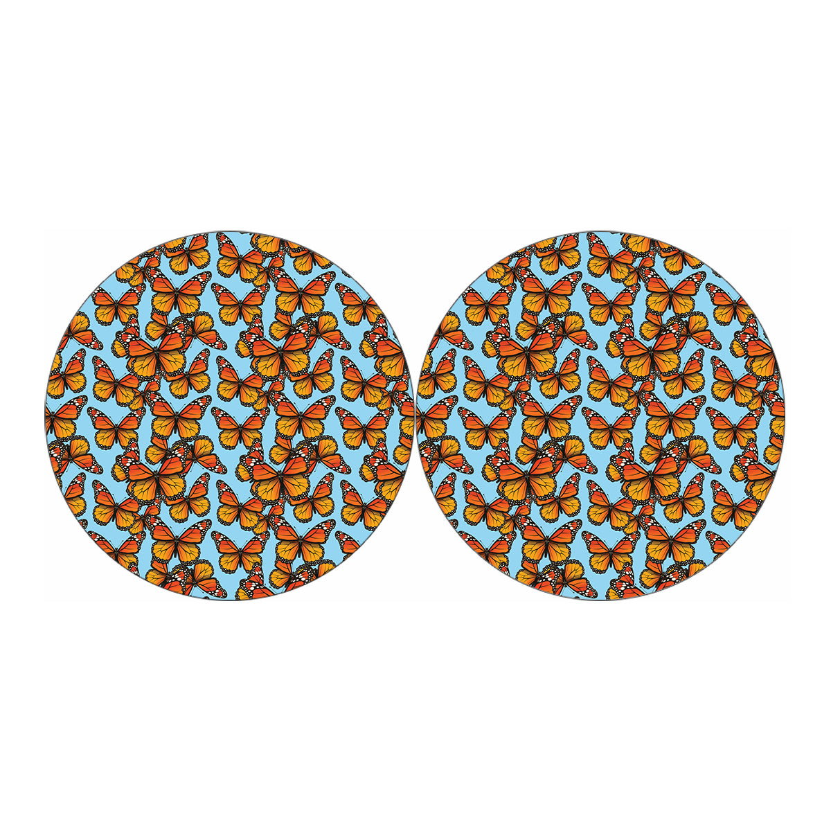 Orange Monarch Butterflies Pattern Print Car Coasters