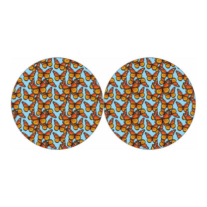 Orange Monarch Butterflies Pattern Print Car Coasters
