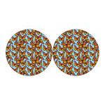 Orange Monarch Butterflies Pattern Print Car Coasters