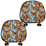 Orange Monarch Butterflies Pattern Print Car Headrest Covers
