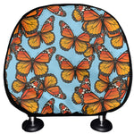Orange Monarch Butterflies Pattern Print Car Headrest Covers