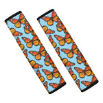 Orange Monarch Butterflies Pattern Print Car Seat Belt Covers