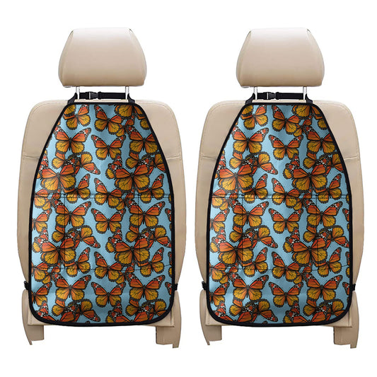Orange Monarch Butterflies Pattern Print Car Seat Organizers