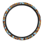 Orange Monarch Butterflies Pattern Print Car Steering Wheel Cover