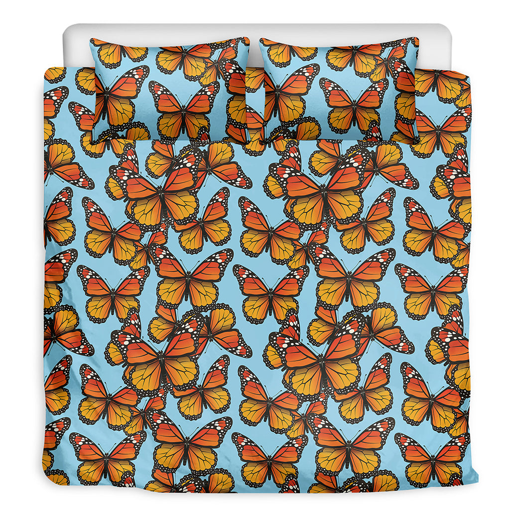 Orange Monarch Butterflies Pattern Print Duvet Cover Bedding Set