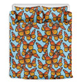 Orange Monarch Butterflies Pattern Print Duvet Cover Bedding Set