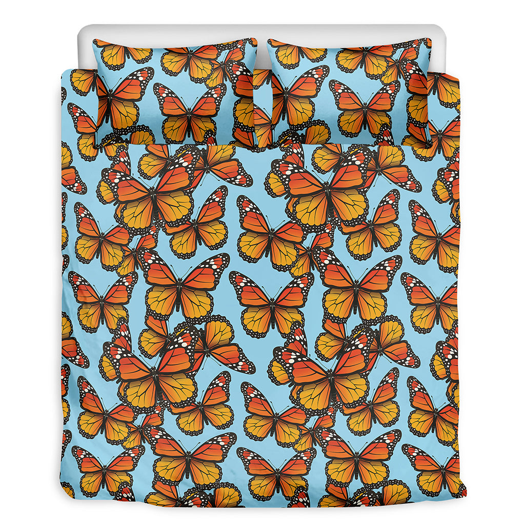 Orange Monarch Butterflies Pattern Print Duvet Cover Bedding Set