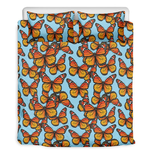 Orange Monarch Butterflies Pattern Print Duvet Cover Bedding Set