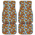 Orange Monarch Butterflies Pattern Print Front and Back Car Floor Mats