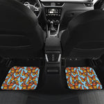 Orange Monarch Butterflies Pattern Print Front and Back Car Floor Mats