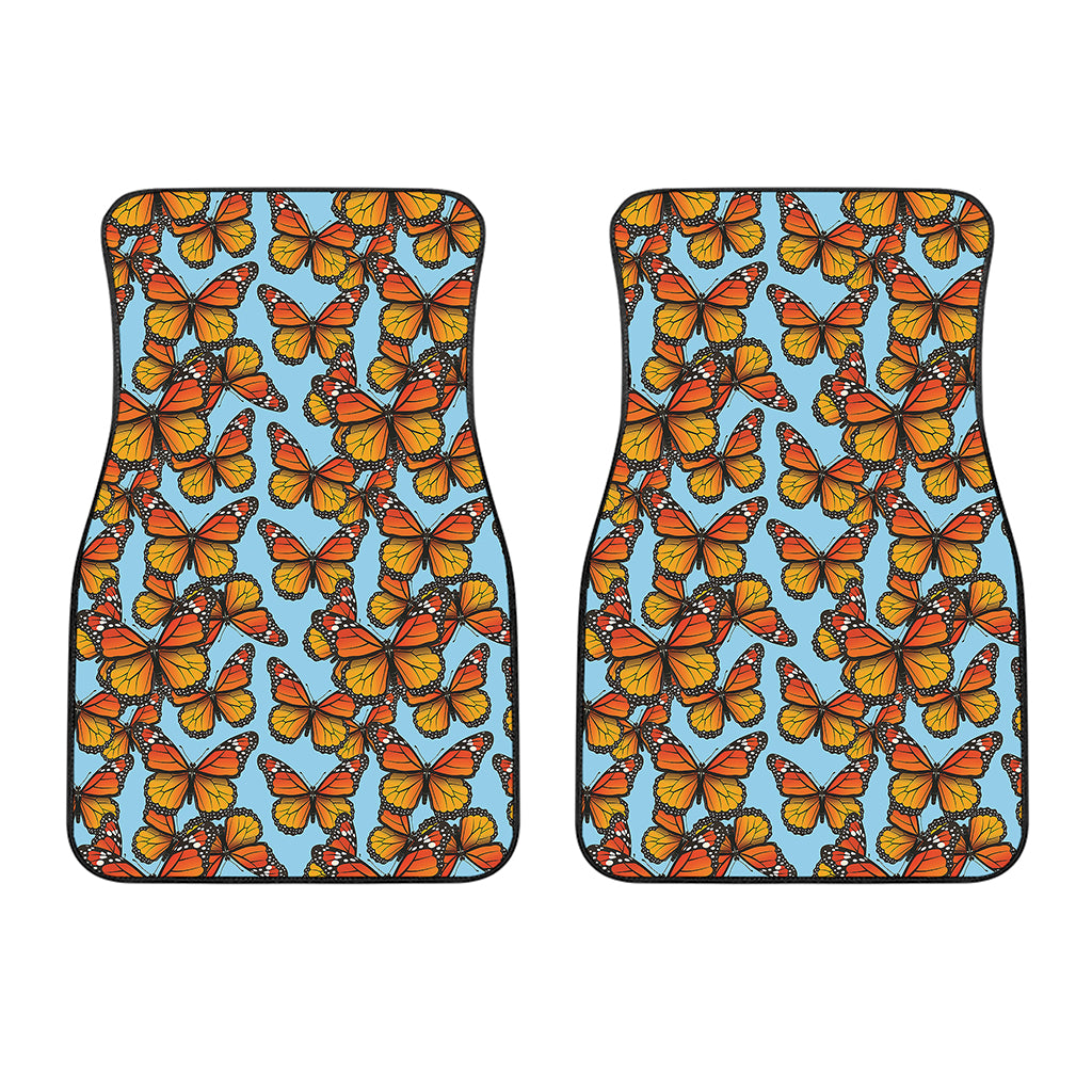 Orange Monarch Butterflies Pattern Print Front Car Floor Mats