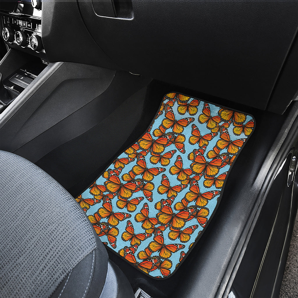 Orange Monarch Butterflies Pattern Print Front Car Floor Mats