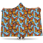 Orange Monarch Butterflies Pattern Print Hooded Blanket