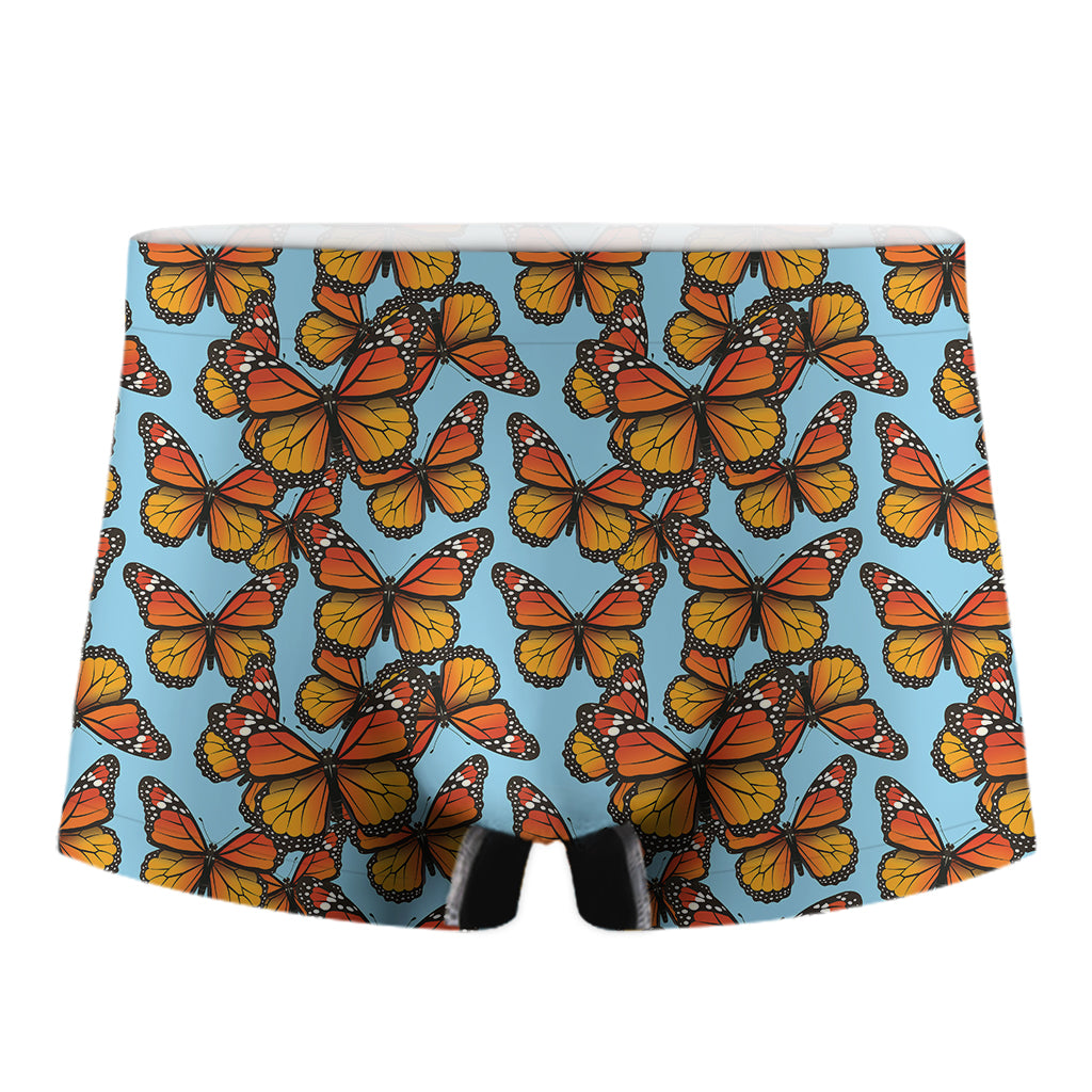 Orange Monarch Butterflies Pattern Print Men's Boxer Briefs