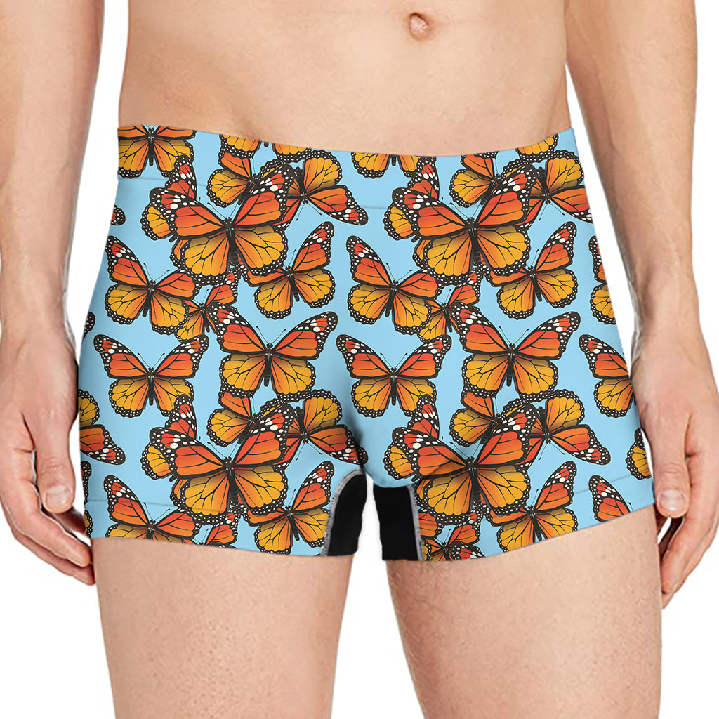 Orange Monarch Butterflies Pattern Print Men's Boxer Briefs