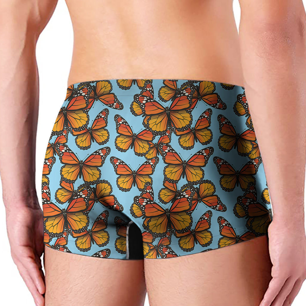 Orange Monarch Butterflies Pattern Print Men's Boxer Briefs