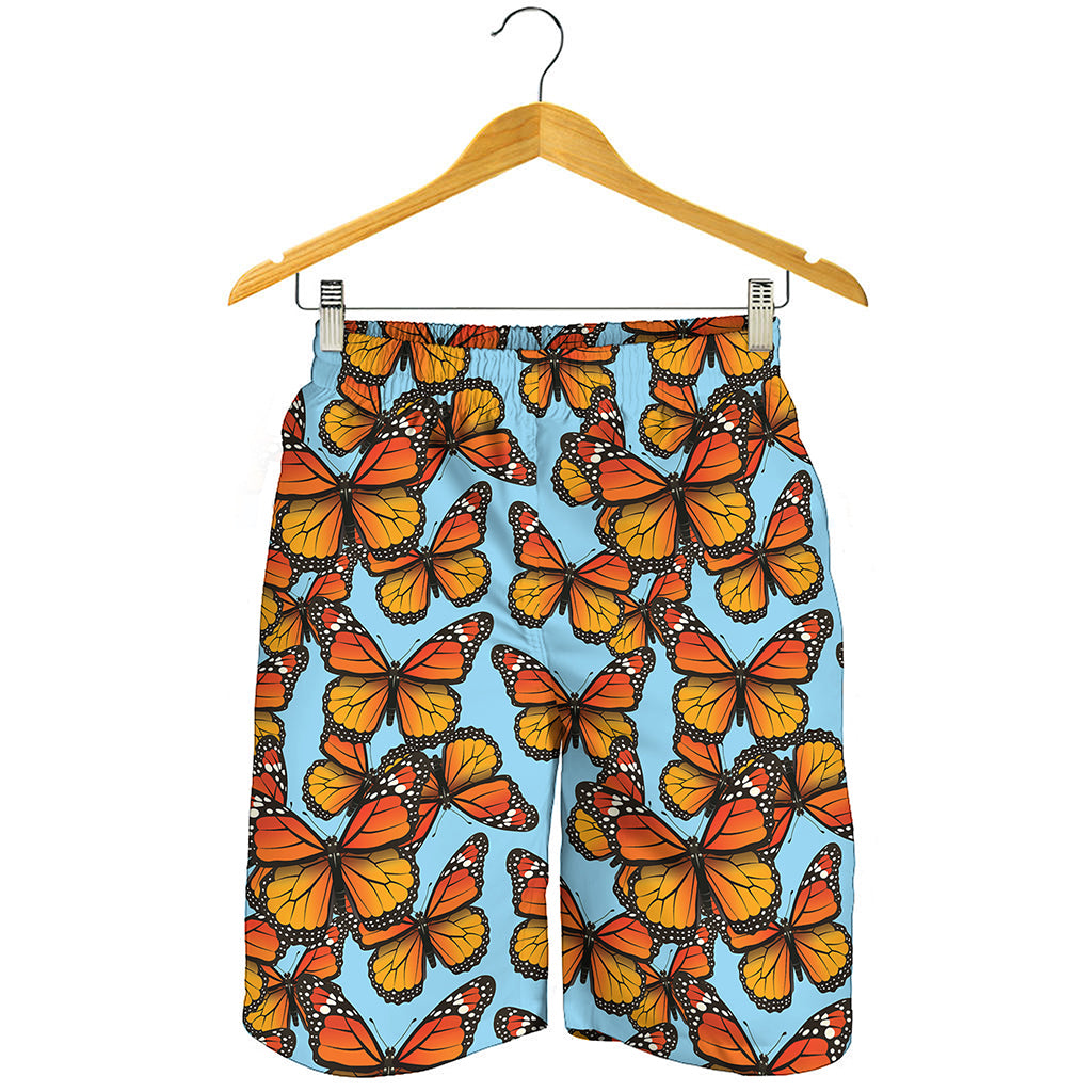 Orange Monarch Butterflies Pattern Print Men's Shorts