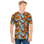 Orange Monarch Butterflies Pattern Print Men's T-Shirt