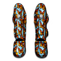 Orange Monarch Butterflies Pattern Print Muay Thai Shin Guards