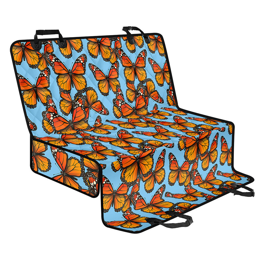 Orange Monarch Butterflies Pattern Print Pet Car Back Seat Cover
