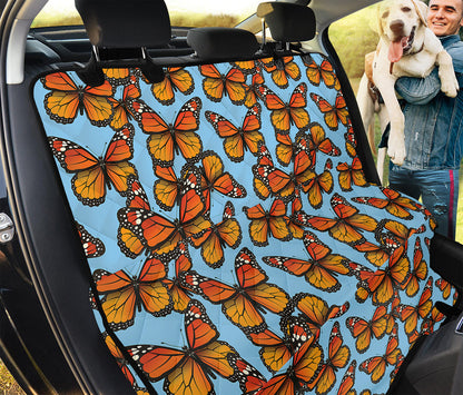 Orange Monarch Butterflies Pattern Print Pet Car Back Seat Cover