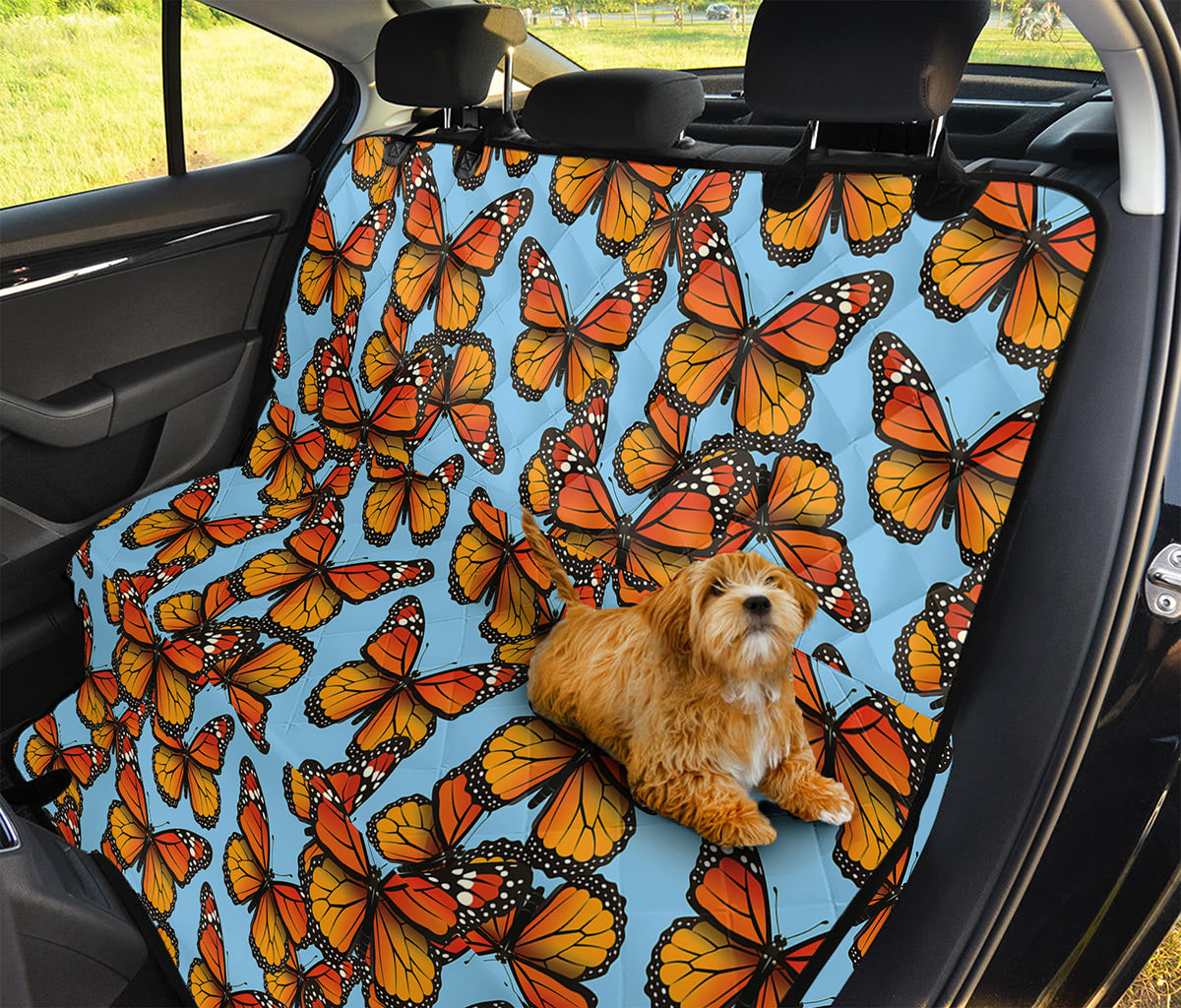 Orange Monarch Butterflies Pattern Print Pet Car Back Seat Cover