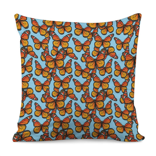 Orange Monarch Butterflies Pattern Print Pillow Cover